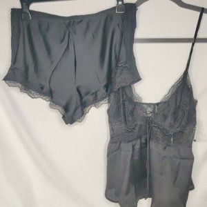 NWT Victoria's Secret Stretch Lace & Satin Cami Set Black Size Medium